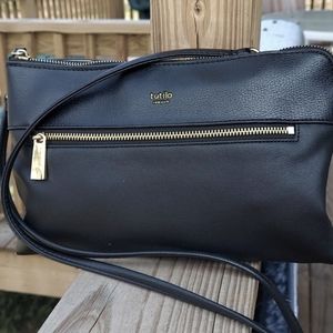 Tutilo New York Black Genuine Leather Crossbody Shoulder Bag